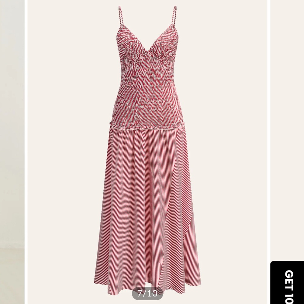 Commense Red and White Asymmetrical Dress
